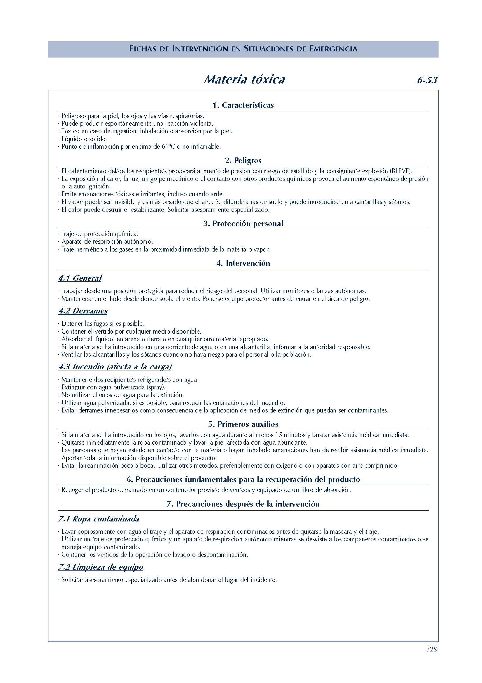 293 FICHA 6-53 MATERIA TOXICA FICHAS EMERGENCIA